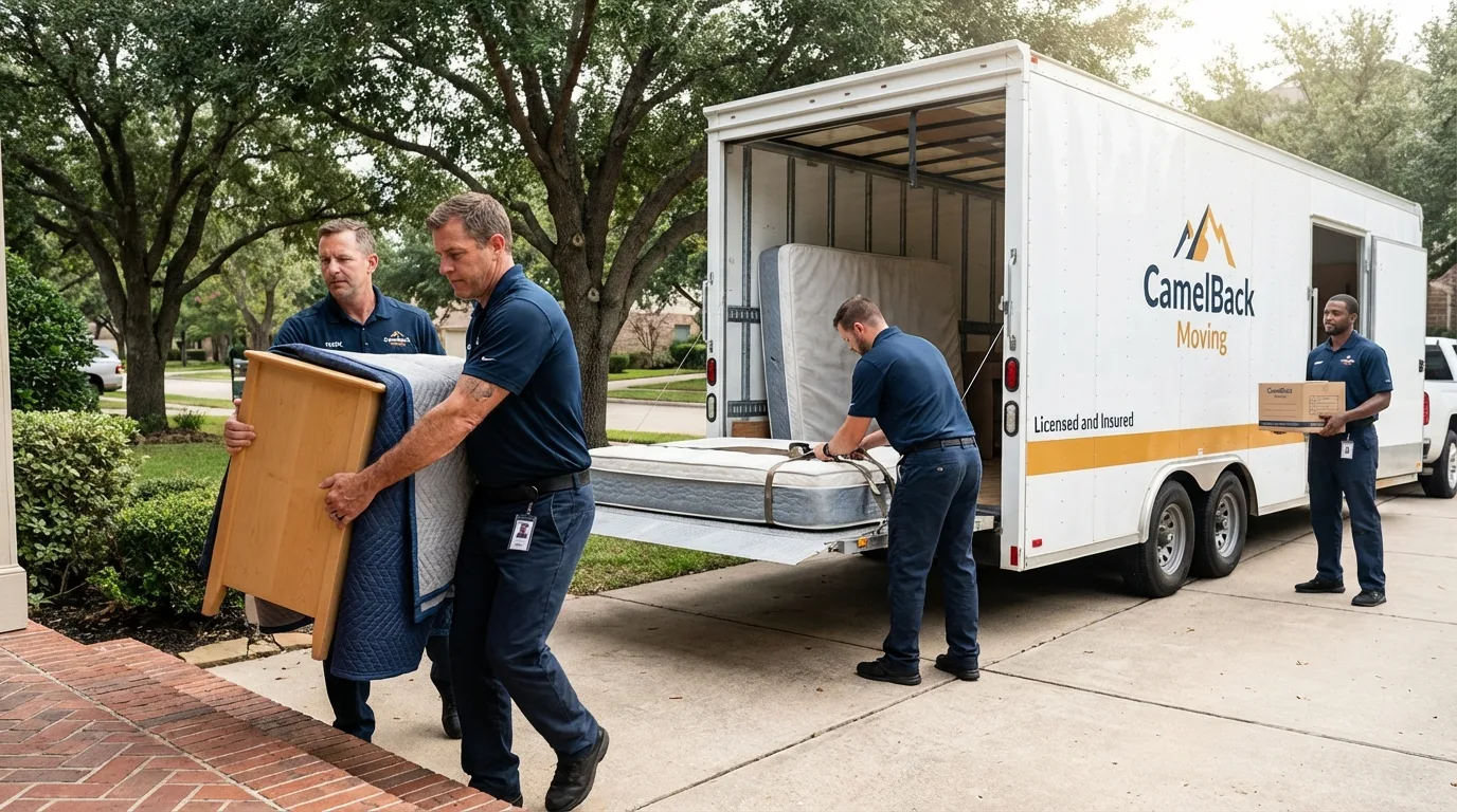 Crew loading residential truck for cross-state move from Findlay, OH